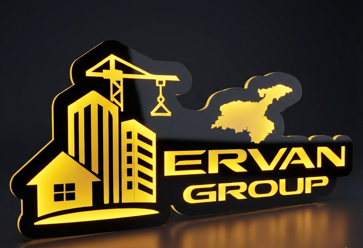 Kurumsal LED firma tabelası inşaat şirket logo 3D harf dış cephe - Falez Reklam Antalya